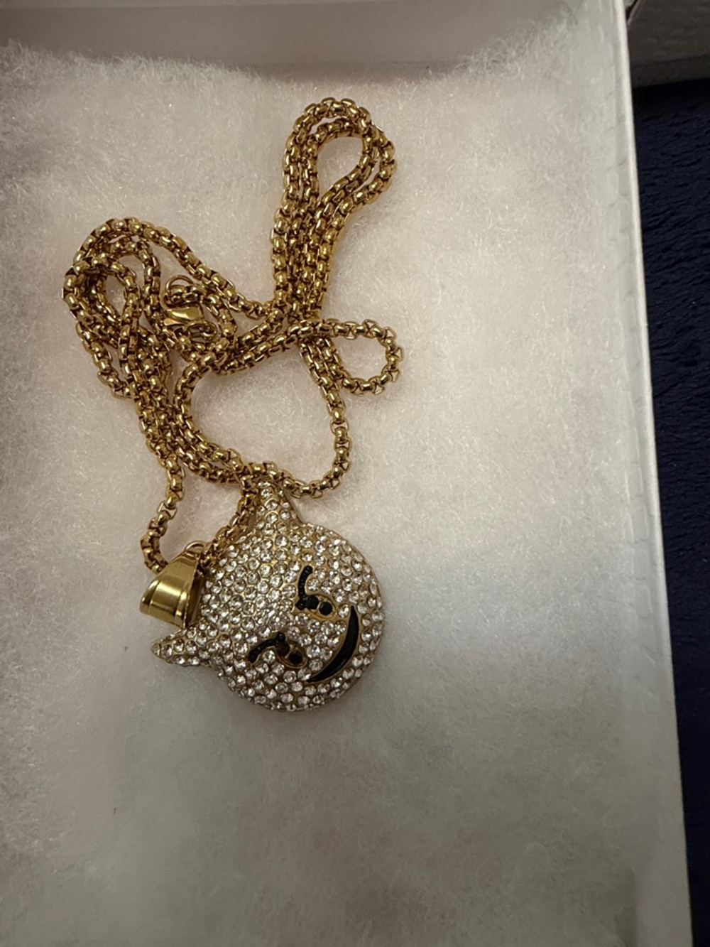 Gold Crystal Cat Face Pendant